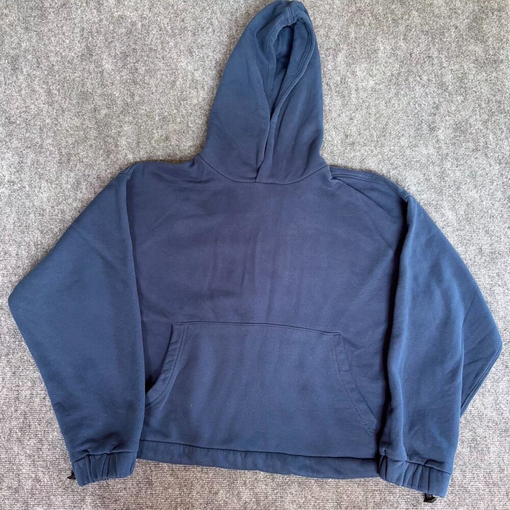 NWOT Standard Cloth Oversized Cropped Hoodie Sweatshirt Fleece Blue Mens S